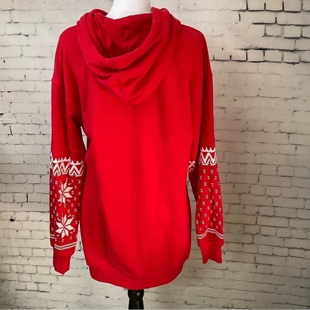 Coca Cola Womens Red Holiday Long Sleeve‎ Hooded Graphic Sweatshirt Dress S H2 - Picture 8 of 11